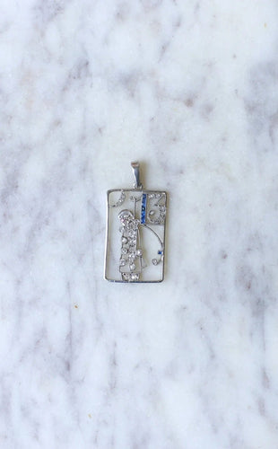 Pendentif Breloque Pierrot Art Déco saphirs et diamants 58 Facettes