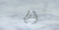 Bague 53 Bague marguerite Art Deco aigue-marine entourage diamants 58 Facettes
