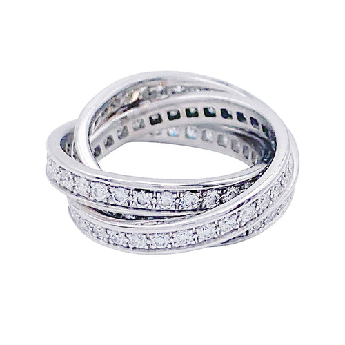 Bague 52 Bague Cartier, "Trinity", en or blanc et diamants. 58 Facettes 32405