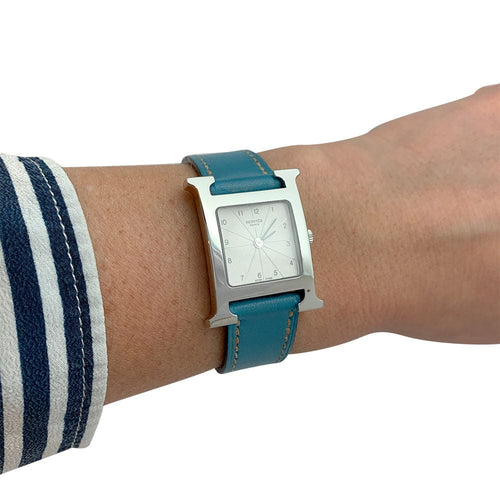 Montre Montre Hermès modèle "Heure H", acier sur cuir. 58 Facettes 31237