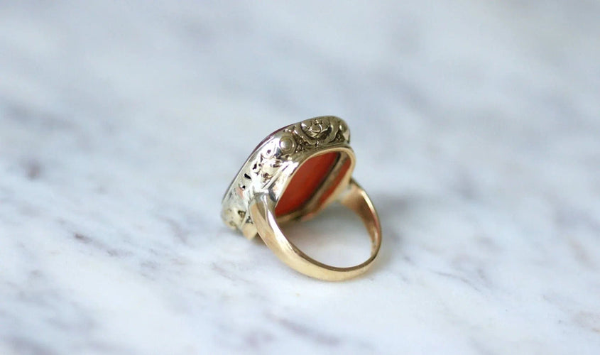 Bague Bague chevalière intaille héraldique sardoine 58 Facettes