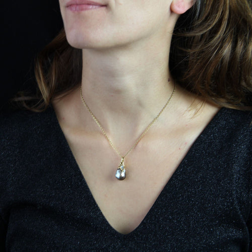 Pendentif Pendentif perle grise baroque et or 58 Facettes 22-396A