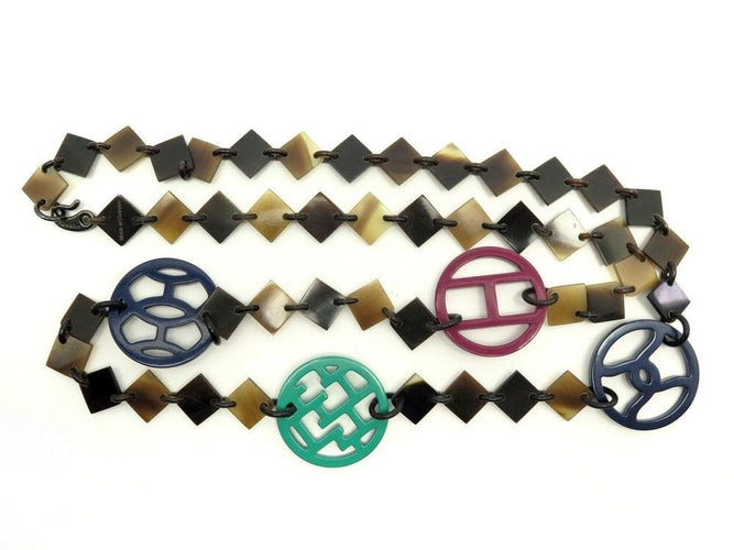 Collier collier HERMES sautoir lena 108 cm en corne de buffle multicolore 58 Facettes 254473