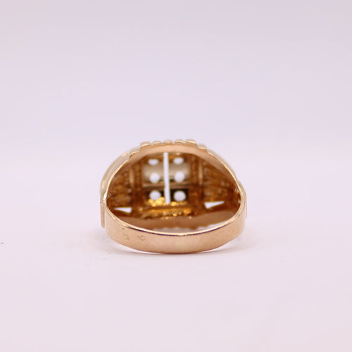 Bague Bague Tank or jaune et pierres blanches 58 Facettes