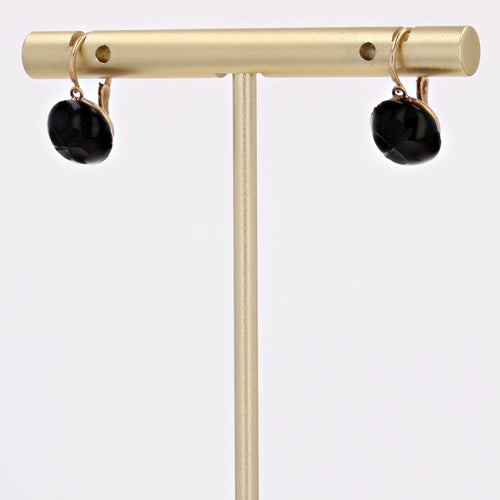 Boucles d'oreilles Dormeuses anciennes or verre noir trèfle 58 Facettes CVBO11