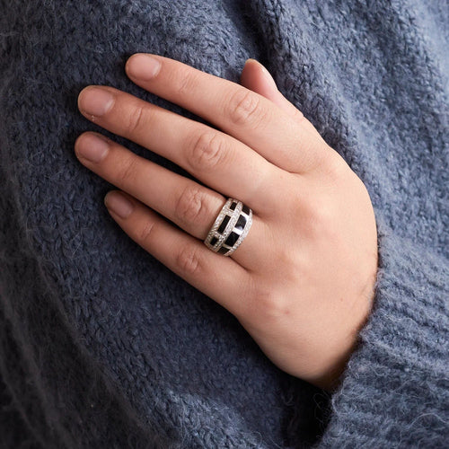 Bague 51.5 BAGUE JONC EMAILLÉE DIAMANTS 58 Facettes BO/230029 RIV