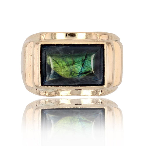 Bague 55 Chevalière en or et spectrolite 58 Facettes 23-101