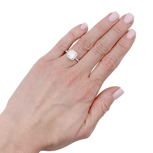 Bague 51 Bague diamant coussin, platine. 58 Facettes 32601