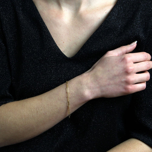 Bracelet Bracelet fin or jaune maillons rectangulaires 58 Facettes CVBR59