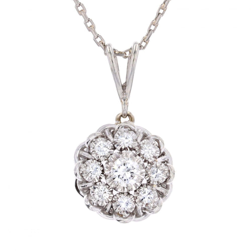 Pendentif Pendentif et sa chaine en or blanc et diamants 58 Facettes 22-528