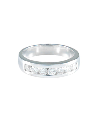 Bague 52 Alliance Demi-Tour 7 Diamants 58 Facettes