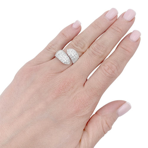 Bague 51 Bague Chaumet, "Plume pointes diamants croisées", or blanc, diamants. 58 Facettes 32613