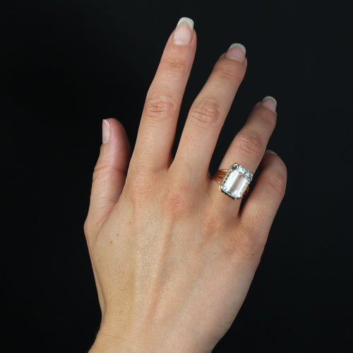 Bague 56 Bague aigue-marine et or rose 58 Facettes 23-191