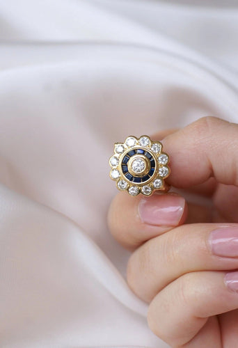 Bague Bague Marguerite style Art Déco diamants saphirs 58 Facettes