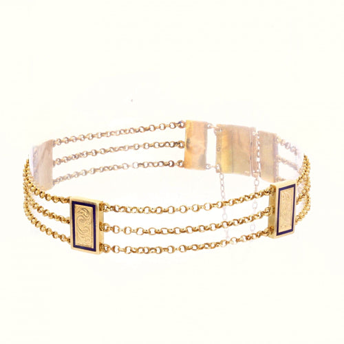 Bracelet Bracelet ancien en or chaines et plaques émaillées 58 Facettes 21-039