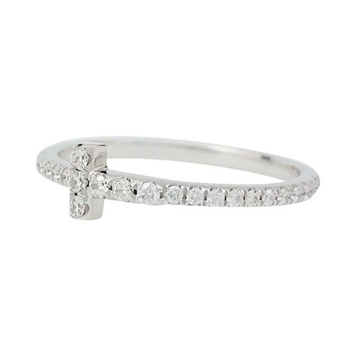 Bague 49 Bague Tiffany&Co. "Wire Tiffany T", or blanc et diamants. 58 Facettes 31185