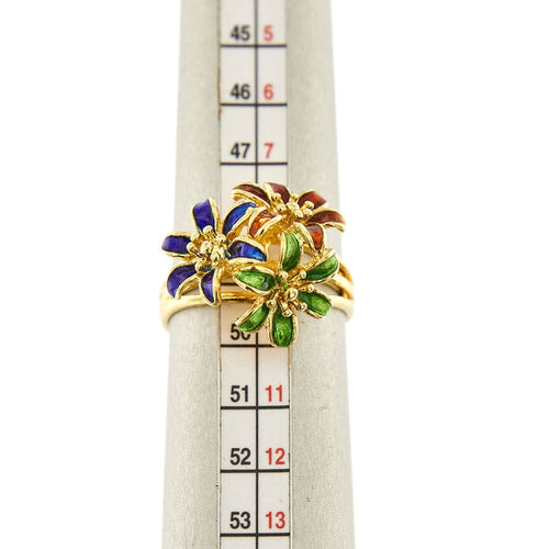 Bague 49 Bague fleurs émaillées 58 Facettes 32423