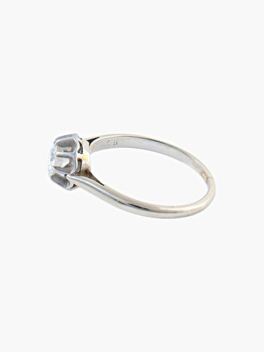 Bague 51 BAGUE SOLITAIRE DIAMANT STYLE RETRO OR BLANC 58 Facettes