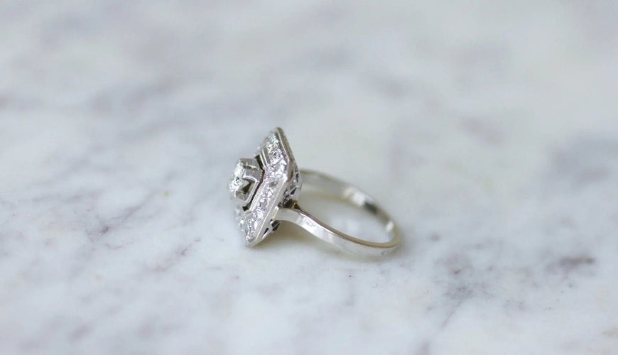 Bague Bague de fiançailles diamant Art Deco octogonale 58 Facettes