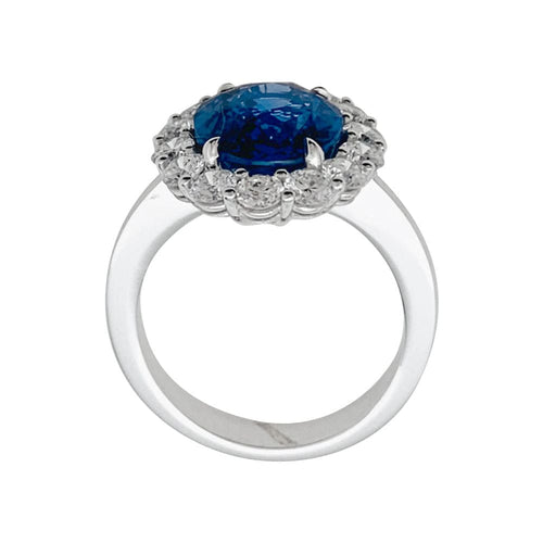 Bague Bague saphir 5,53 carats, entourage diamants. 58 Facettes 31198