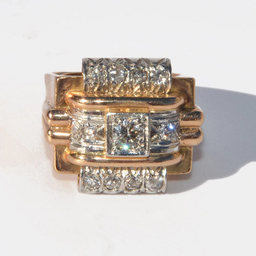 Bague Bague platine et diamant 1950 58 Facettes