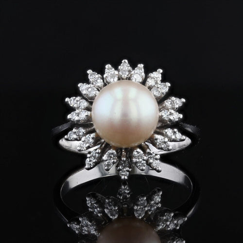 Bague 52 Bague flocon perle et diamants 58 Facettes 22-382