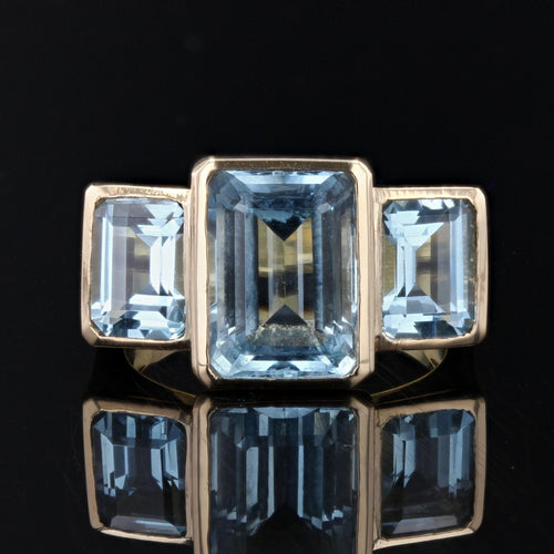 Bague 51 Bague aigue-marines or jaune géométrique 58 Facettes 22-267