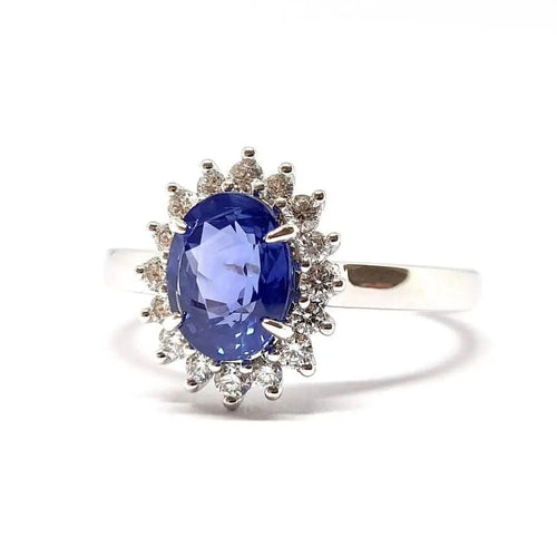 Bague Bague marguerite saphir, diamants or blanc 58 Facettes