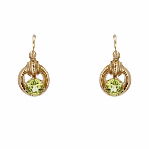 Boucles d'oreilles Dormeuses or jaune et péridots 58 Facettes 15-116