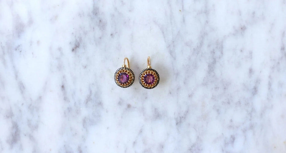 Boucles d'oreilles Boucles d'Oreilles, Email et Grenats 58 Facettes