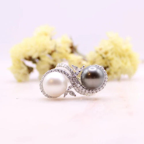 Bague 59 Bague Toi & Moi Perles Diamants 58 Facettes
