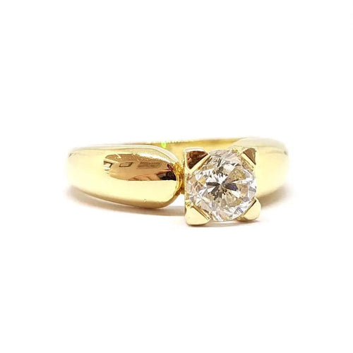 Bague Solitaire fiançailles diamant or jaune 58 Facettes