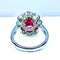 Bague 51 Bague marguerite Or blanc Rubis et Diamants 58 Facettes AB218
