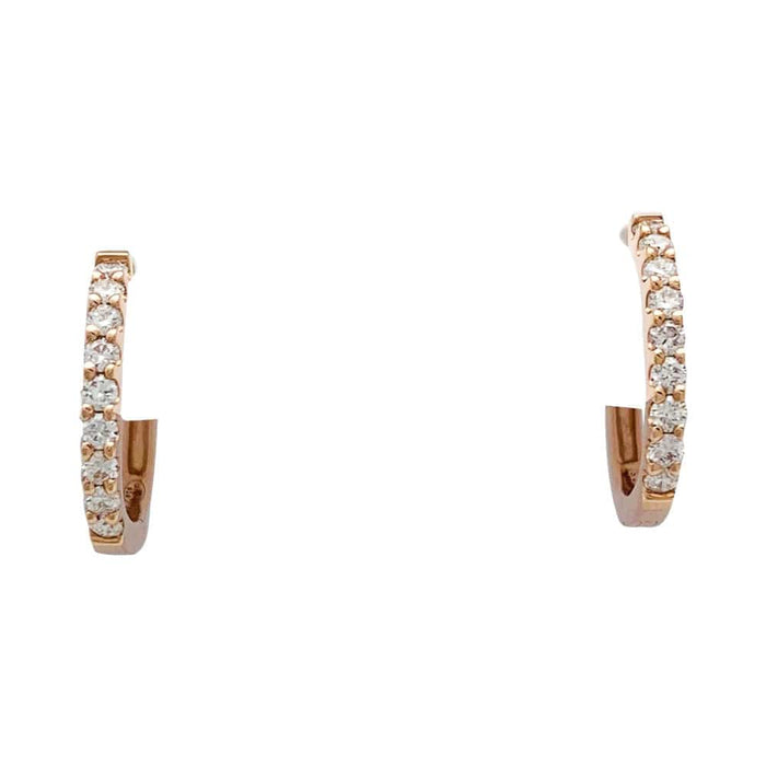 Boucles d'oreilles Paire de petites créoles en or rose, diamants. 58 Facettes 31799