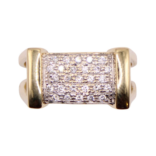 Bague Bague large or jaune et pavage de diamants 58 Facettes