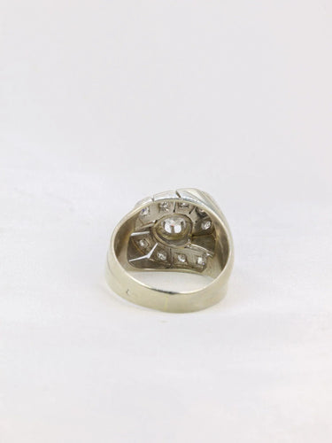 Bague 54 Bague tank Or blanc Platine Diamants 58 Facettes J162