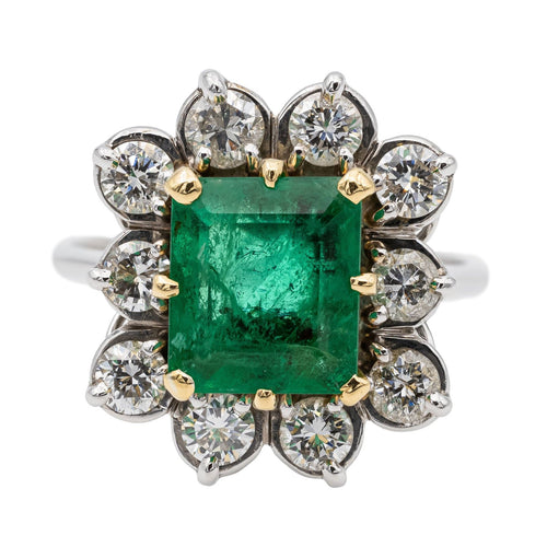 Bague 57 Bague Marguerite Or blanc Emeraude 58 Facettes 2735889CN