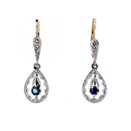 Boucles d'oreilles Boucles d'oreilles anciennes saphirs diamants 58 Facettes 21-339