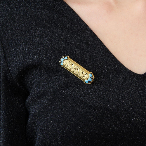 Broche Broche ancienne art nouveau roses en or et émail 58 Facettes 21-778