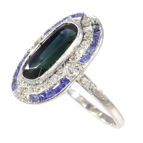 Bague 54 Bague Saphir et Diamants - L'élégance Art Déco Vintage 58 Facettes 23271-0609
