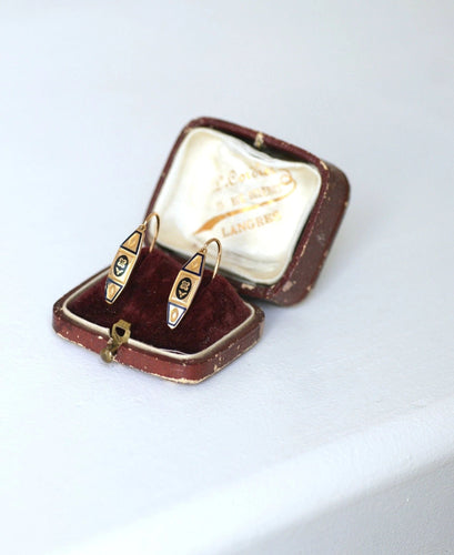 Boucles d'oreilles Boucles d'oreilles poissardes or rose et émail 58 Facettes