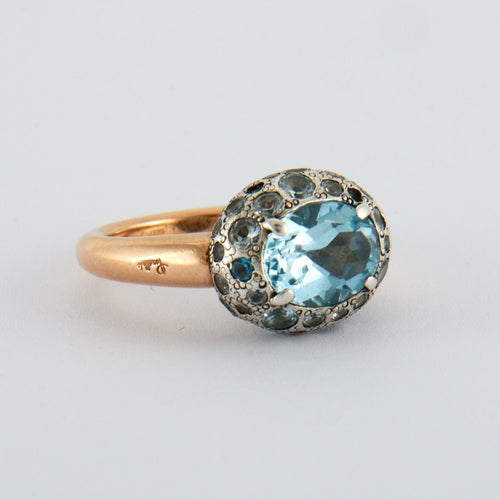 Bague 56 POMELLATO - Bague Aigues-marines 58 Facettes