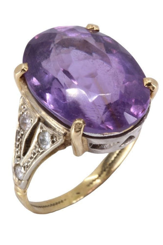 Bague 49 BAGUE ANCIENNE AMÉTHYSTE ET DIAMANTS 58 Facettes 068531