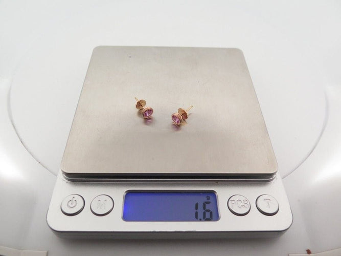 Boucles d'oreilles boucles d'oreilles POIRAY puces lolita saphir rose or jaune 58 Facettes 254850