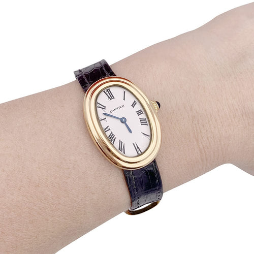 Montre Montre Cartier, "Baignoire", or jaune, cuir. 58 Facettes 33301