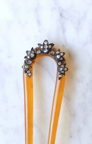 Accessoire Peigne ancien diamants et argent sur corne 58 Facettes