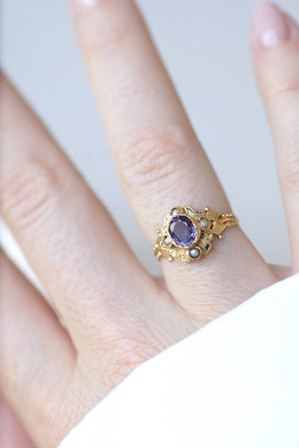 Bague Bague en Or jaune & Saphir Mauve 58 Facettes