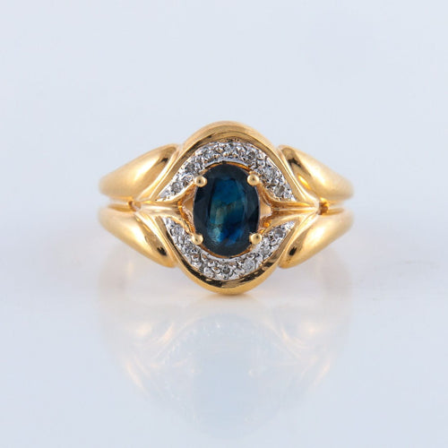 Bague 53 Bague double corps Saphir Diamants 58 Facettes JE136