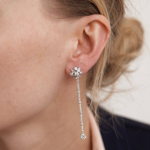 Boucles d'oreilles Pendants d'oreilles, or blanc et diamants 58 Facettes