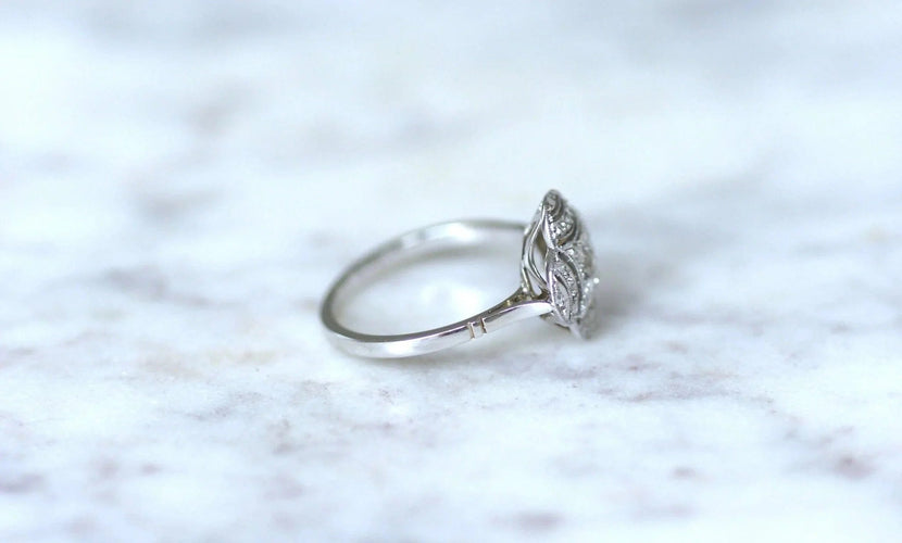 Bague Bague quadrilobée Art Deco diamants 58 Facettes